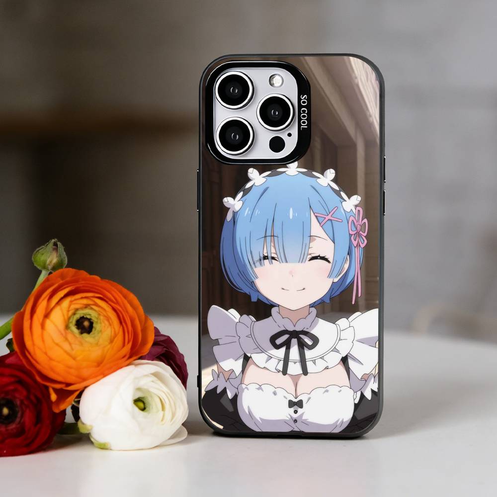 Rem R-Re Anime Z-Zero Phone Case For iPhone 17,16,15,14,13,12,11 Plus,Pro Max,XS,Colored Silver Plated Inside Cover