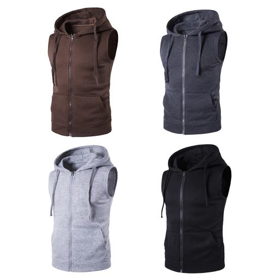 Gilet Uomo Yousheng Apertura con Zip Gilet Leggero con Cappuccio con Grandi Tasche Colore Unico Top Estivi per la Corsa Casual
