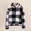 Checked Top Women's Long-sleeved Pullover Plaid Print Crew Neck Double-sided Plush Regular Plush Sweater