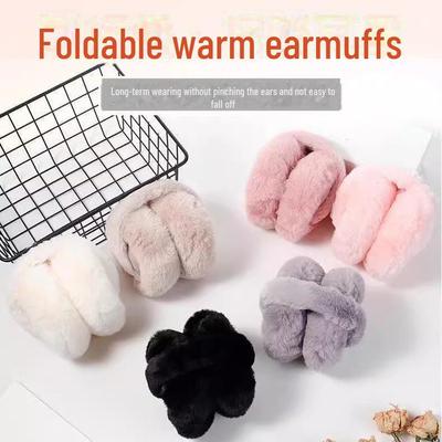 Paraorecchie invernali unisex pieghevoli in peluche stile coreano in pelliccia di coniglio
