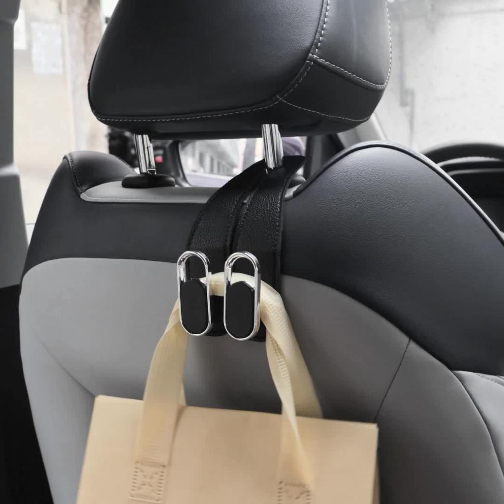 1pc Universal Car Seat Back Hooks - Heavy-Duty PVC Leather Multi-Functional Organizer for Bags, Shopping, Beverages