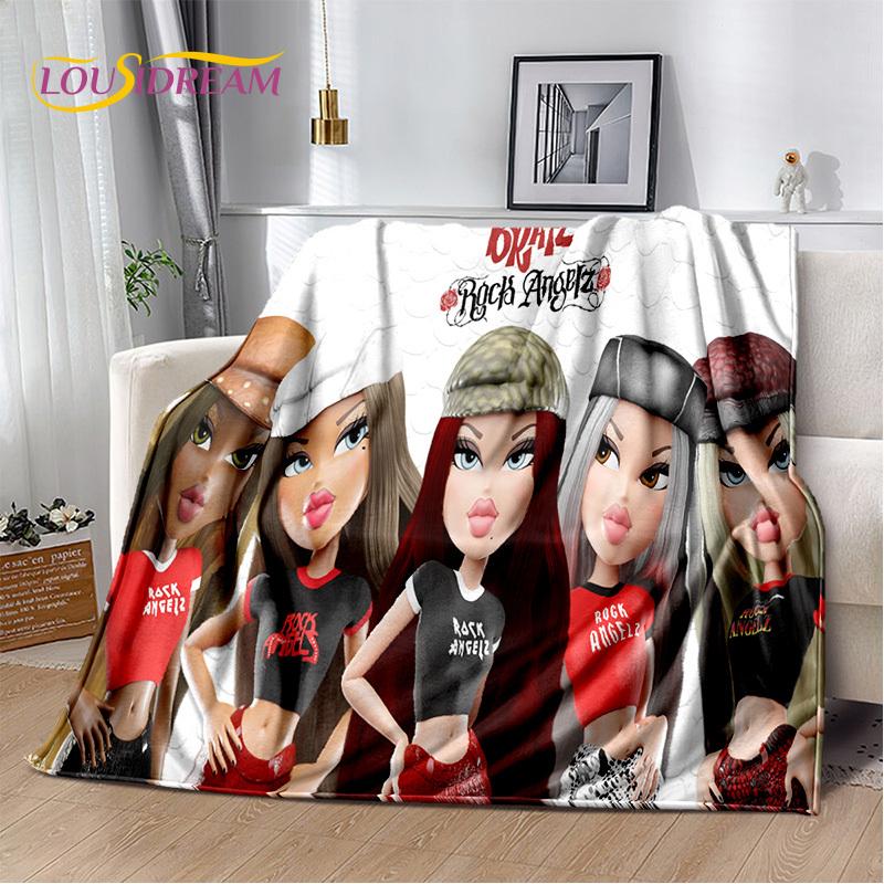 

Cartoon Bratz doll Girls 3D Printed Soft Blankets,Keep Warm Throw Blanket Comfortable Blanket for Picnic Beds Sofa Home Bedroom 75x90cm