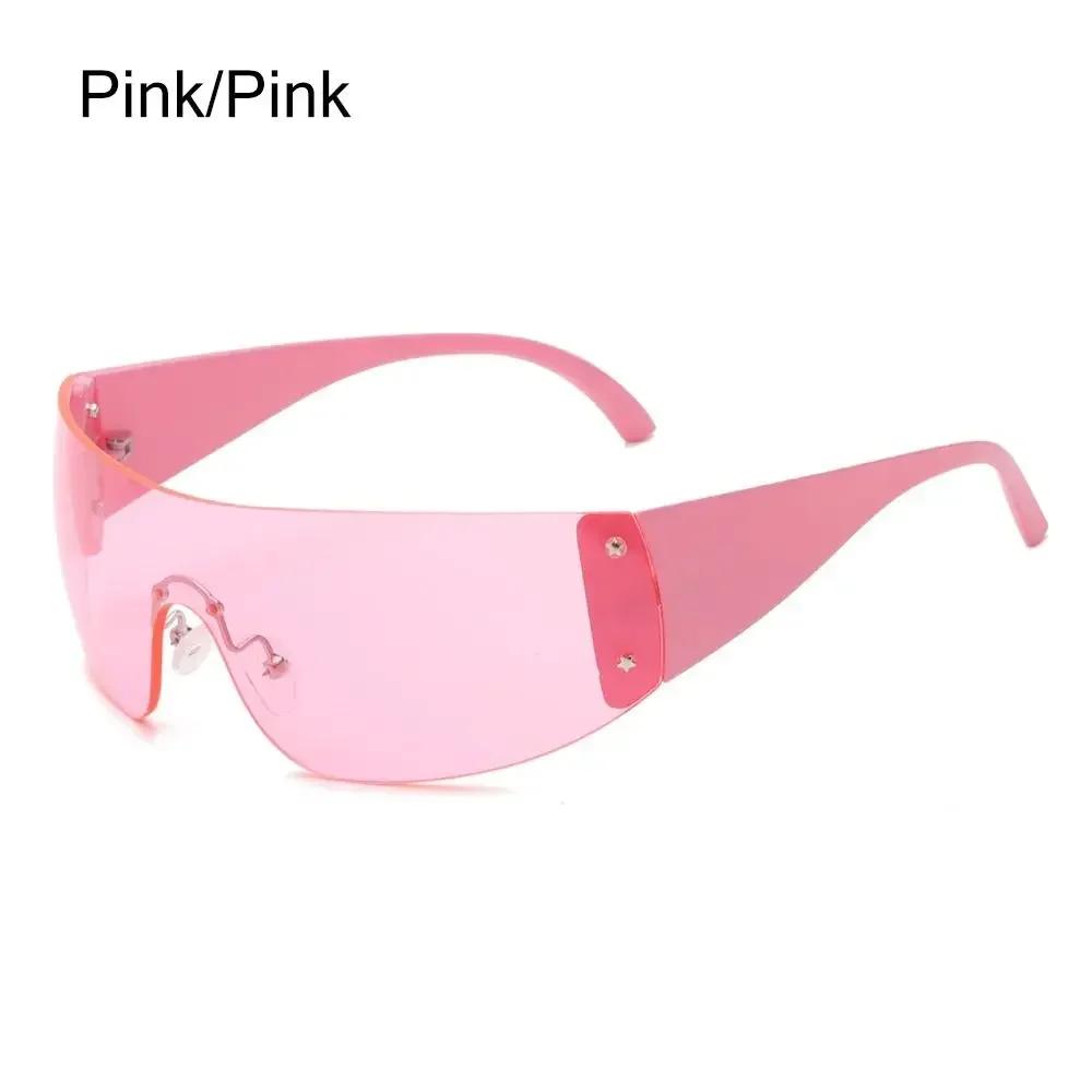 Punk Oversized 2000's Eyewear Rimless Shades Goggles 1pc Sun Glasses Star Y2K Sunglasses