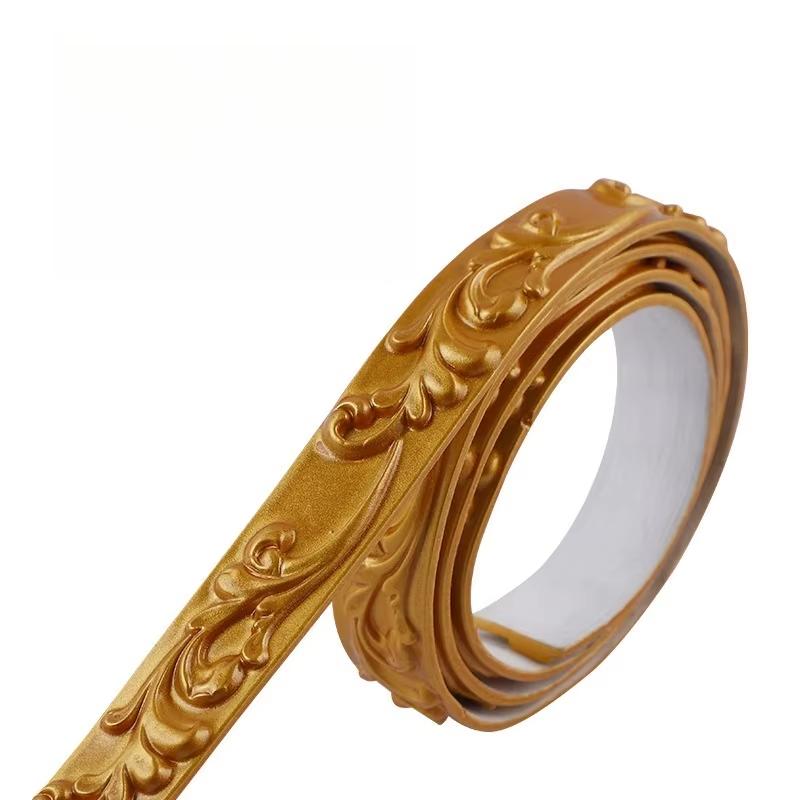 1PC 1m/39.37inch White and gold self-adhesive flexible molded decoration, suitable for mirror edges,and home wall decoration