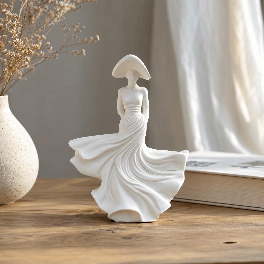 Einfache 3D-gedruckte tanzende Dame Statue Heimdekoration Elegante Frauenfigur Statue Fließender Rock Mädchen Skulptur Geschenk