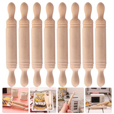 8 Pezzi Mini Mattarello di Legno Giocattolo Per Sviluppo Intelligenza Educativa Creatività Piccolo Bastone da Rotolamento Miniatura Accessorio da Cucina