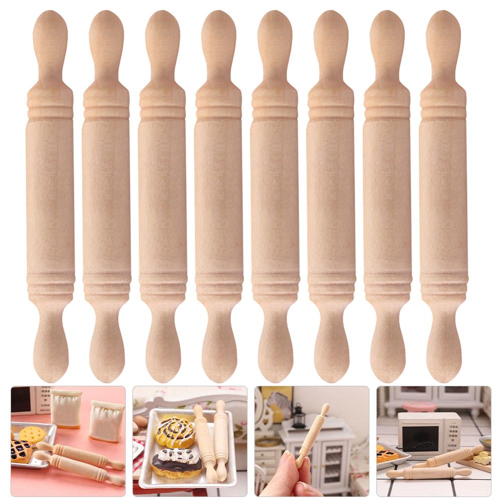 12 Pcs Rolling Pin Mini Stick Toy Photo Prop Model Wooden Micro Landscaping Roller Small Child