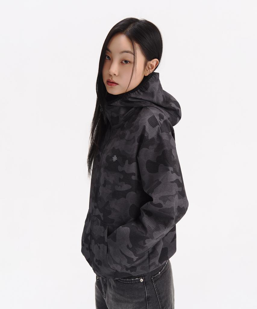 Slow Record House Ripstop Camo Windbreaker_Charcoal