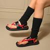 Fashion Summer 2025 New Flat Knot Versatile Flip Toe Herringbone Sandals Women