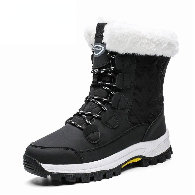 Fashion Winter Women Boots Keep Warm Mid -Calf Snow Shoes New Women Lace -Up Outdoor Velvet Comfortable Ladies Sneakers