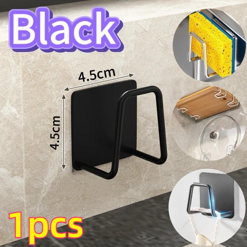 1-10pcs Kitchen Stainless Steel Sponge Holder Sink Self Adhesive Drain Drying Rack Household Wall Hooks Kitchen Accessories