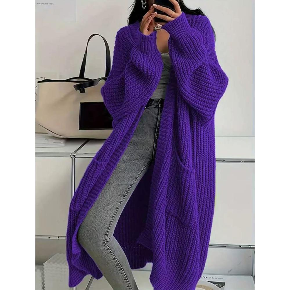 Mid-Length Lazy Style Casual Knit Cardigan Women Spring Autumn Winter Loose Versatile Long Sleeve Sweater Coat