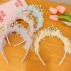Pleated Lace Children's Headdress Crystal Princess Pearl Hair Hoop Cute Crown Headband
