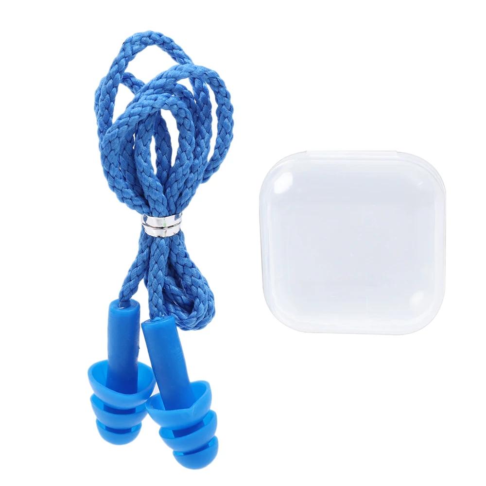 Noise Cancelling Ear Plugs Waterproof Swimming Soft Silicone Corded Earplugs Ears Protector Reusable Headwear Earplugs With Rope