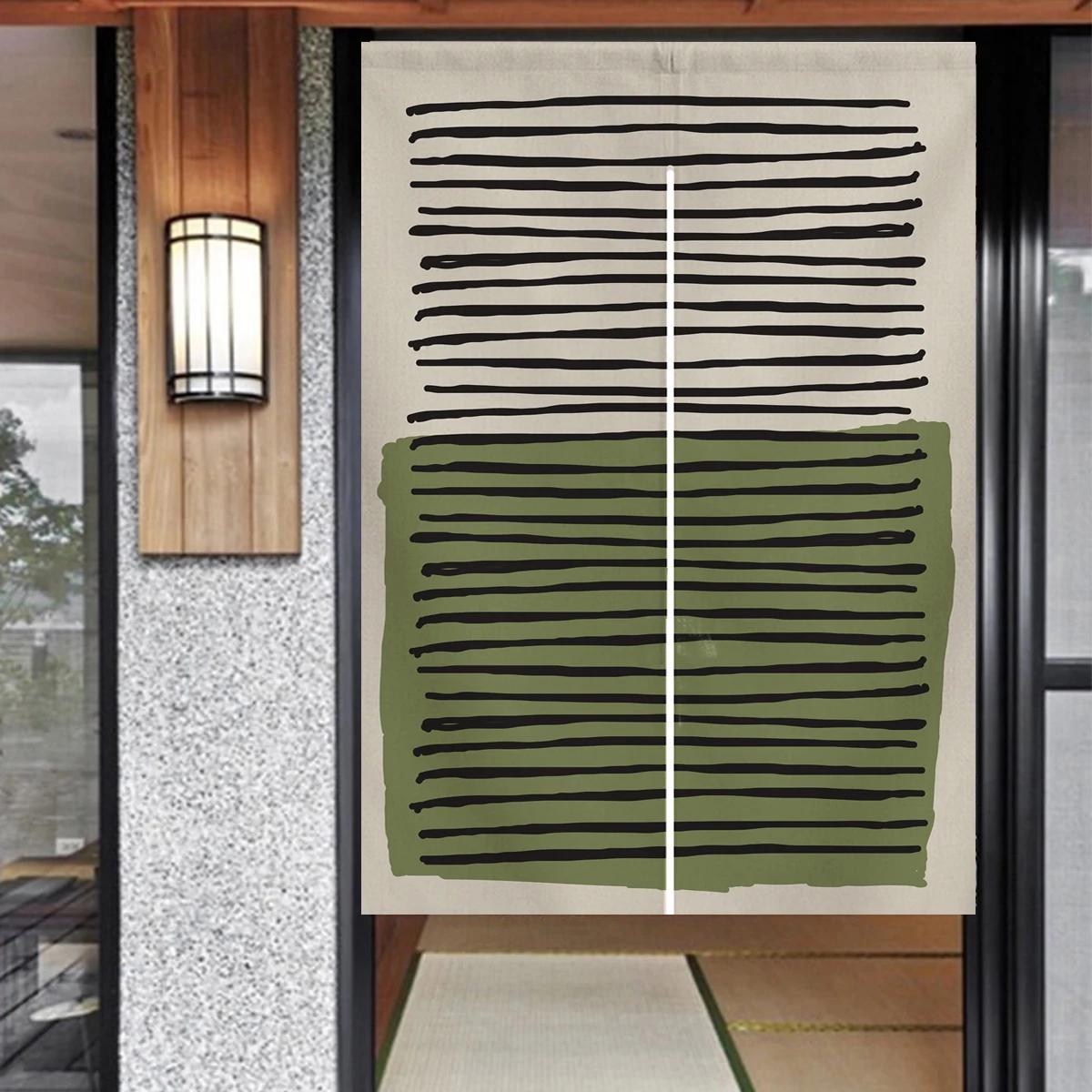 

Желтая линия узор занавески двери японский Noren подвеска кухня комната защита конфиденциальности разделительные шторы для спальни 85x90cm 33.5x36in