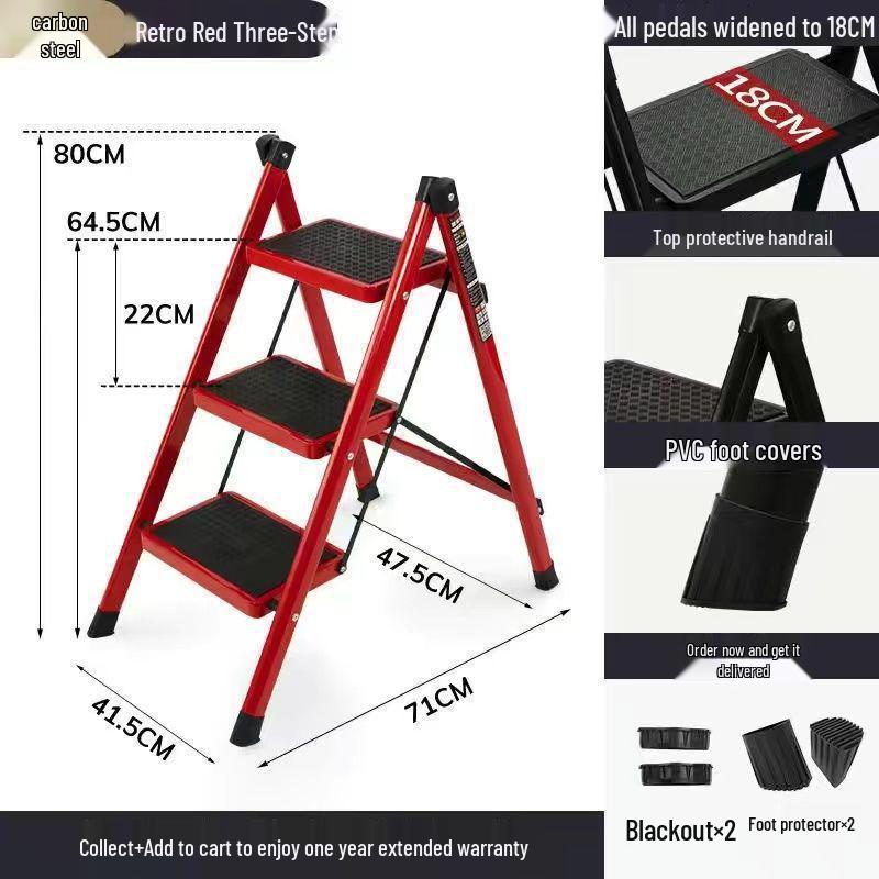 Multifunctional Carbon Steel Folding A-Frame Ladder for Indoor Use