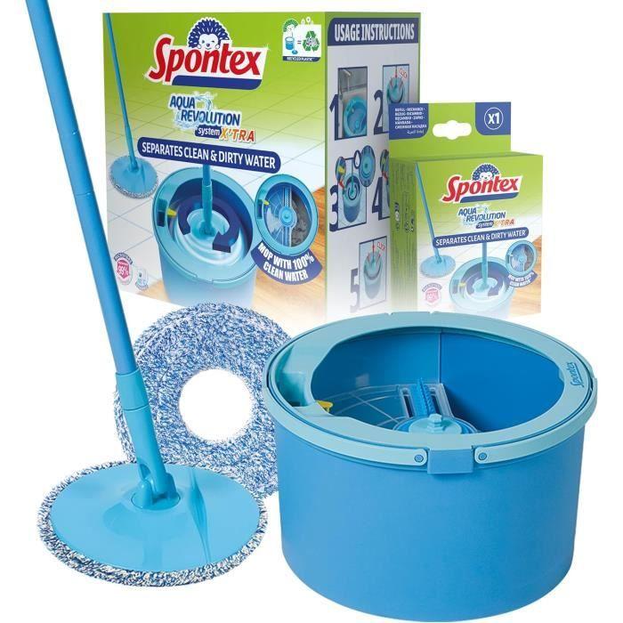 Spontex Aqua Revolution X'tra Kit mop a kbelík - Odděluje čistou vodu od špinavé - Čistí všechny podlahy - Mop