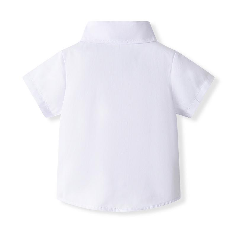 Summer European & American Style Boys' Short-Sleeve Shirt and Overalls Set