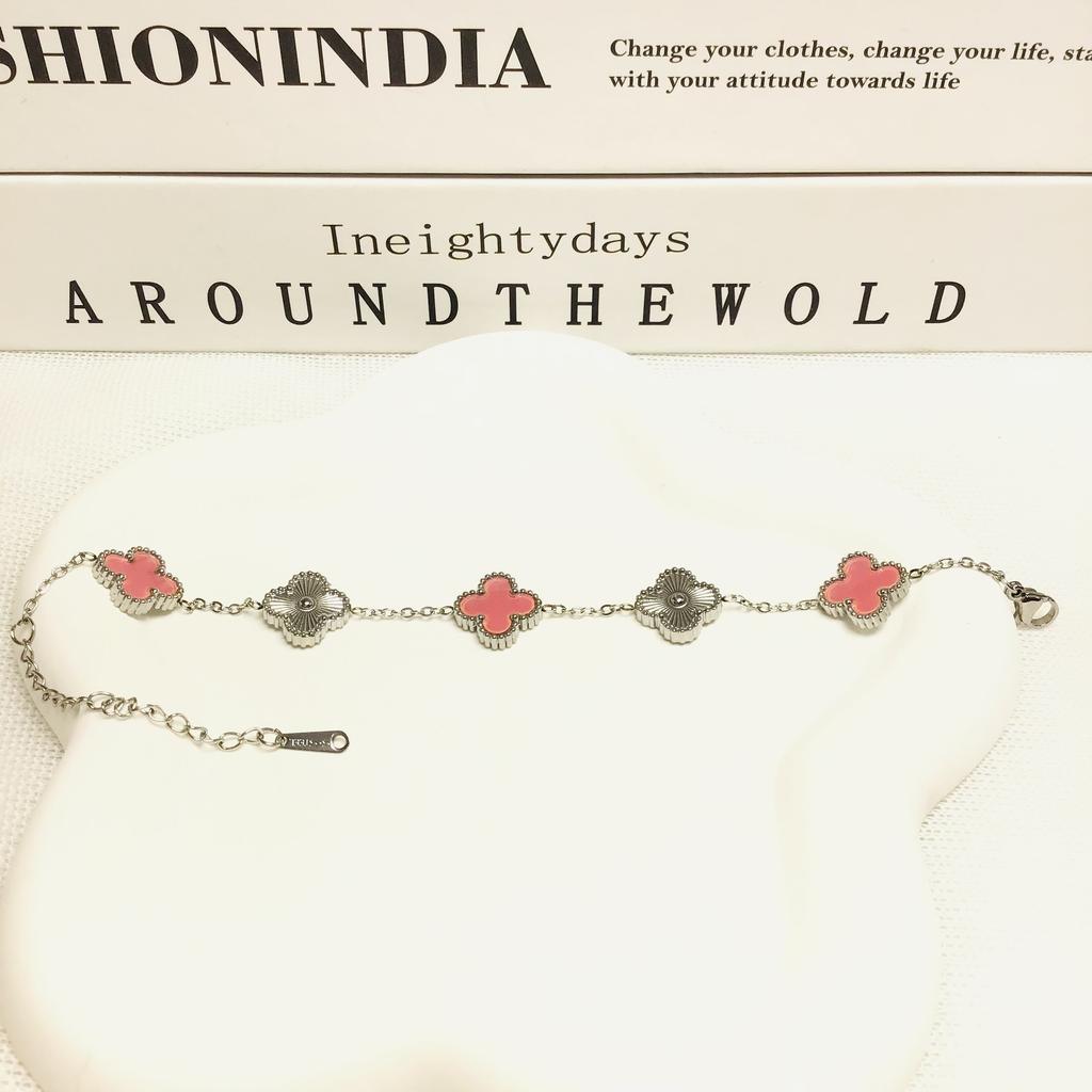 Bransoletka 13mm Czterolistna Koniczyna Pięć Kwiatów 18K Modna Wysokiej Klasy Bransoletka Damska