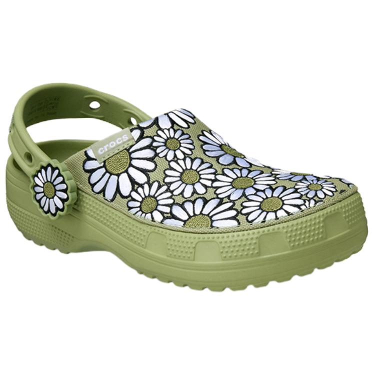 Crocs Klasyczne Lekkie Klapki Ogrodowe z Stokrotkami Damskie Klapki Zielone 213231-3DD