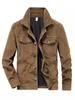Men's Retro Corduroy Lapel Jacket - Spring/Autumn Casual Workwear, Loose Fit Pure Cotton