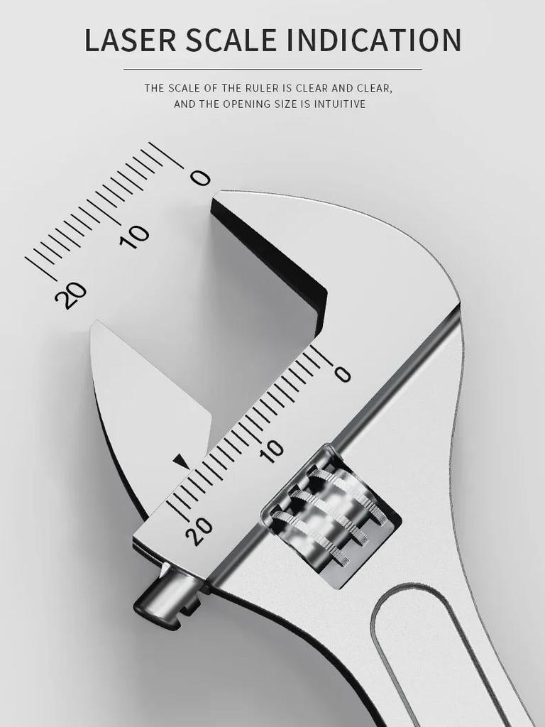 Metric Auto Repair Tool Chrome Plated Multi Functional Adjustable Wrench Steel Manual Quick 8-inch Adjustable Wrench Repair Tool