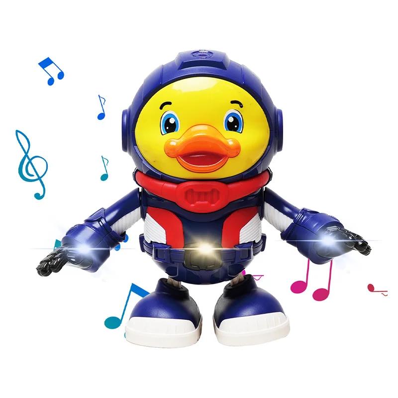

Children s Space Duck Astronaut Music Light Electric Sound and Light Dance Robot Walking Swinging Interactive Toy Baby Gift