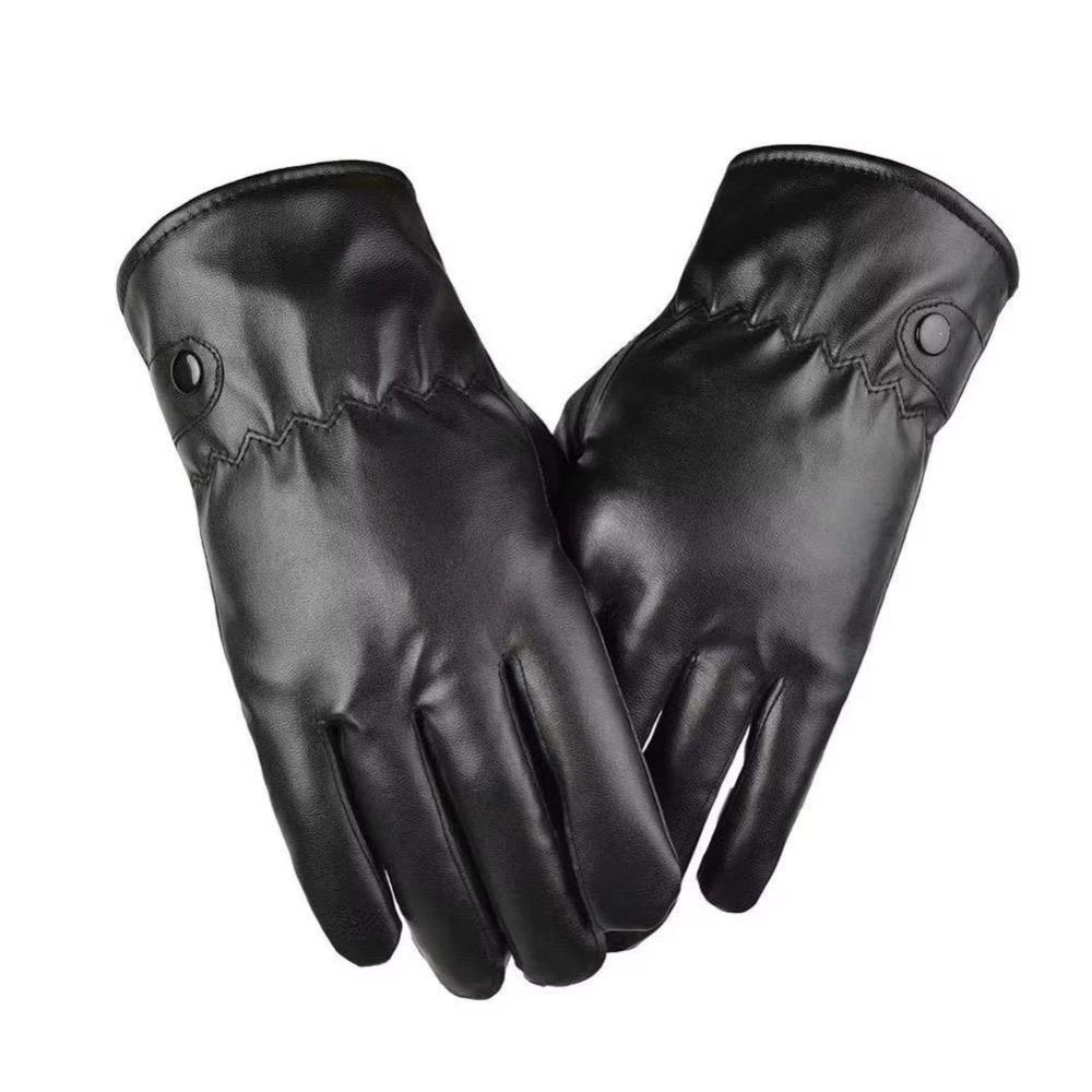 High Quality Black Leather Gloves Warm Full Finge Touch Screen Gloves Windproof Waterproof Full Finger Gloves Outdoor Winter