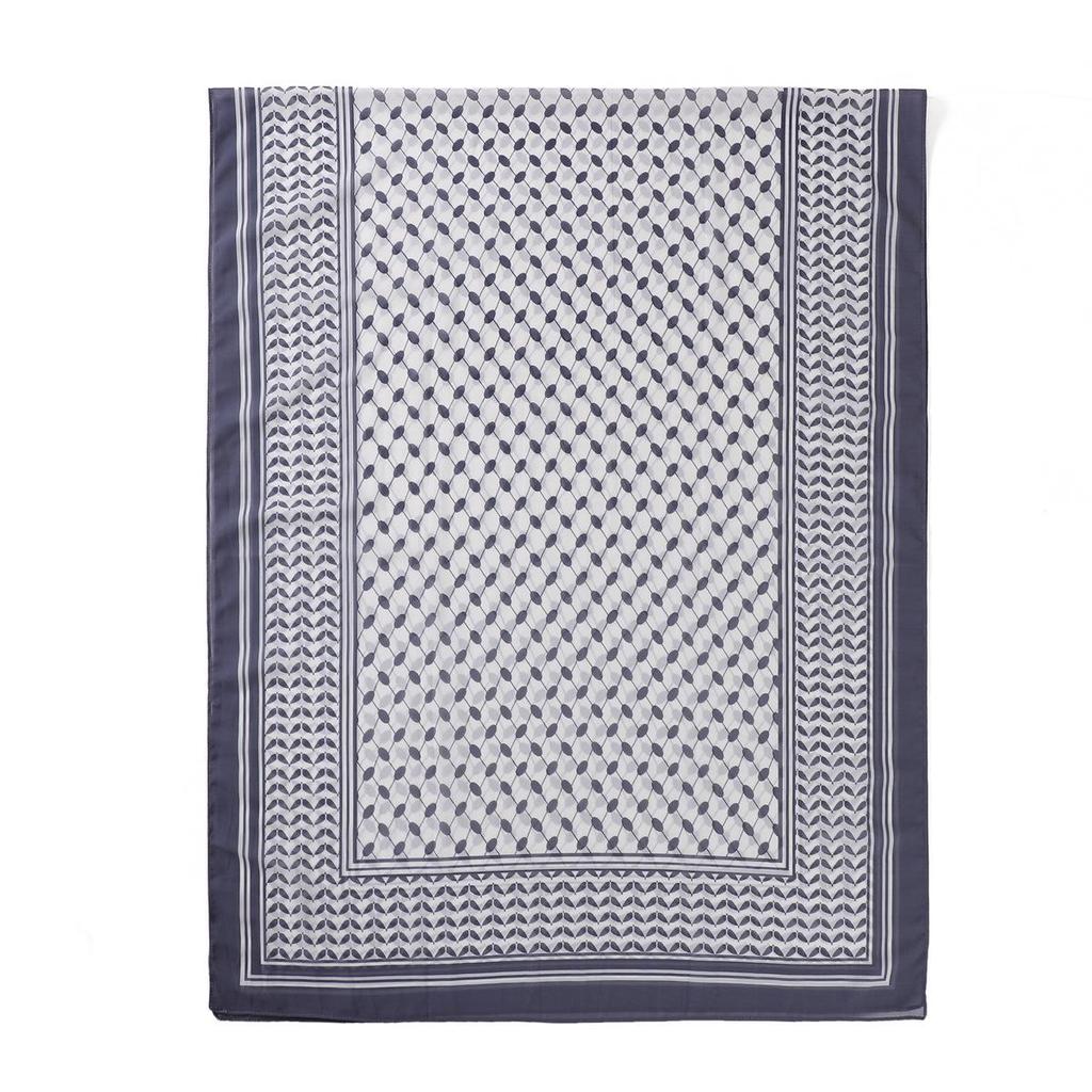 Arabic Pearl Chiffon Desert Hijab: Long Printed Silk Scarf & Sunscreen Headscarf