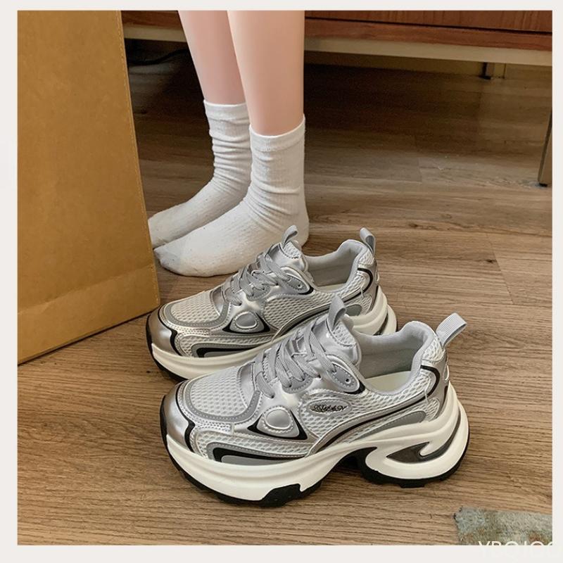 Baskets tendance polyvalentes à semelles épaisses pour femmes, chaussures décontractées confortables rehaussantes, nouvelles chaussures de sport respirantes de printemps