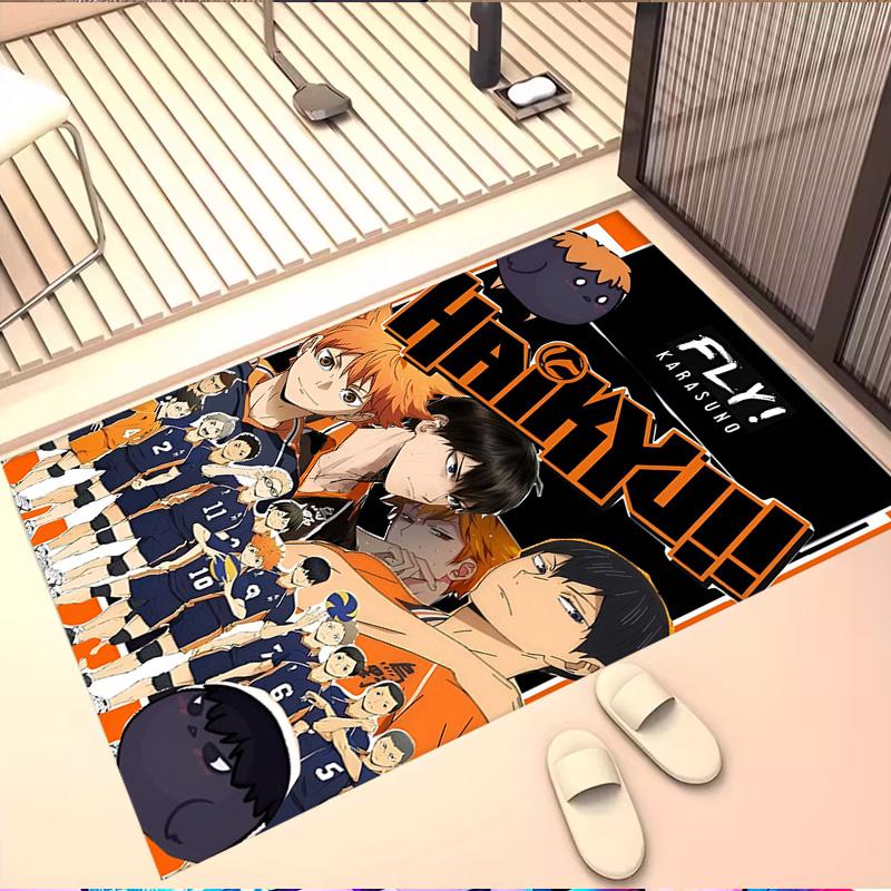 Dywan z nadrukiem Haikyu, Zmywalny dywanik podłogowy, Do przedpokoju, akademika, pralni, biura, gabinetu, Dekoracja domu, Prezent urodzinowy, na Boże Narodzenie
