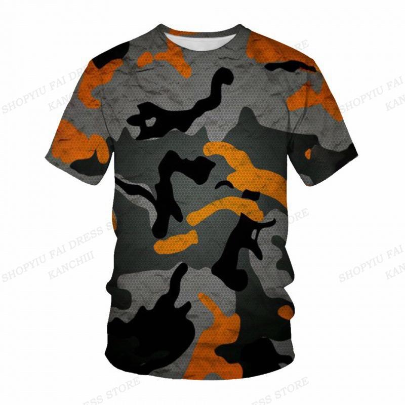 Sommer Camo T-Shirt Camouflage 3D Druck T-Shirt Herren Mode O-Ausschnitt Kurzarm T-Shirt Outdoor T-Shirt Kinder Oberteile Tee Fitness