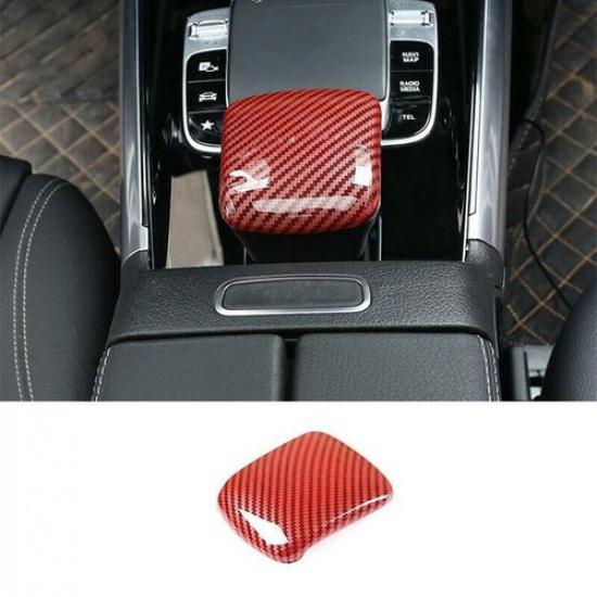 Red Carbon Fiber Central Console Gear Shift Knob Trim Fit For Benz GLB -