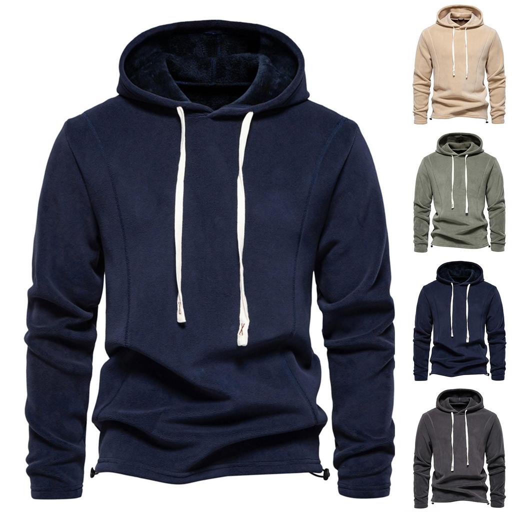 Erkek Düz Renk Bol Kapüşonlu Sweatshirt Erkek Günlük Moda Spor Kazak Sweatshirt