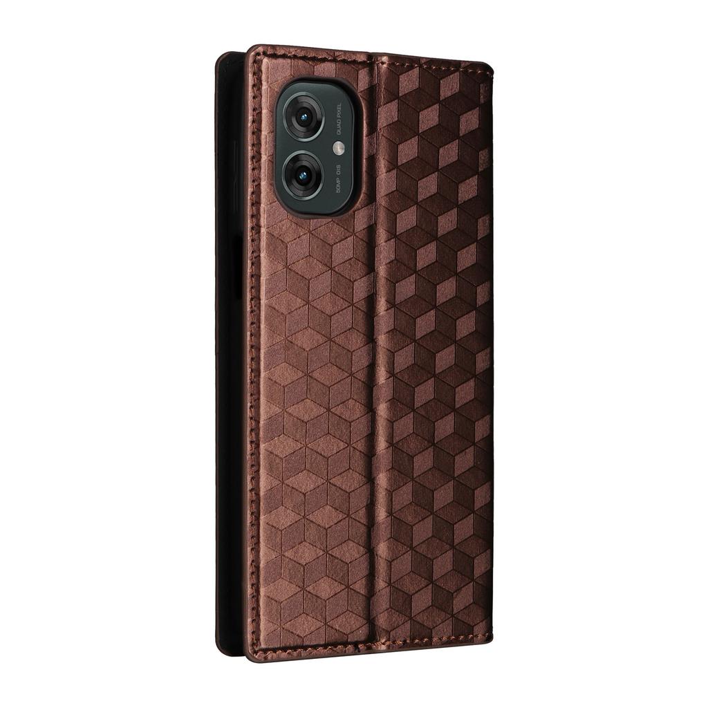 For Motorola Moto G55 5G Wallet Case Rhombus Imprinted Leather Phone Cover