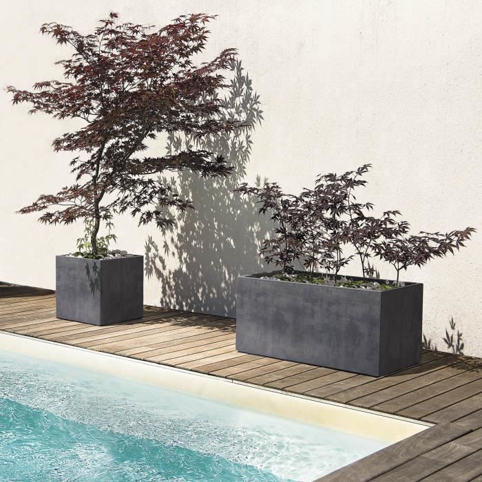 DEROMA Jardinière Muret Millennium R - 78,5x39 x H39,1 cm - Anthracite - A réserve d'eau