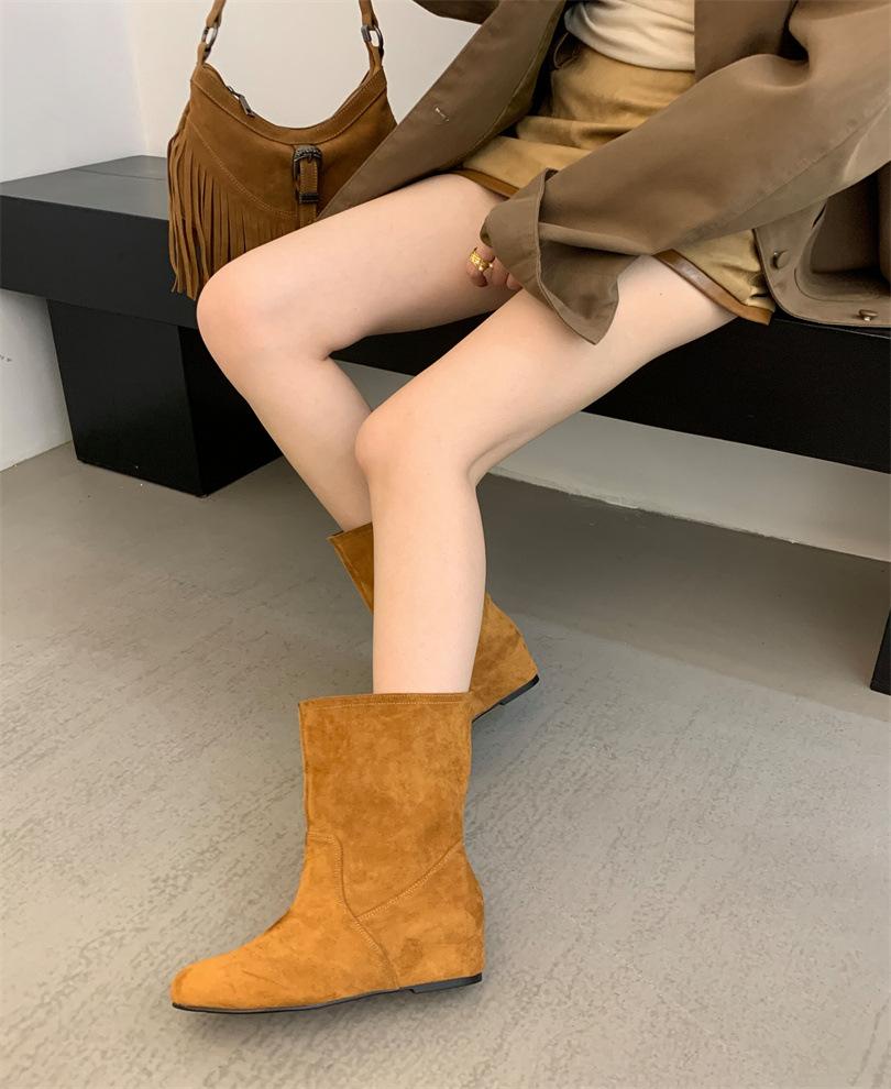 

Fur retro literary Mori women s flat short boots women s 2025 new versatile sleeve Chelsea round head Martin boots 39 верблюд