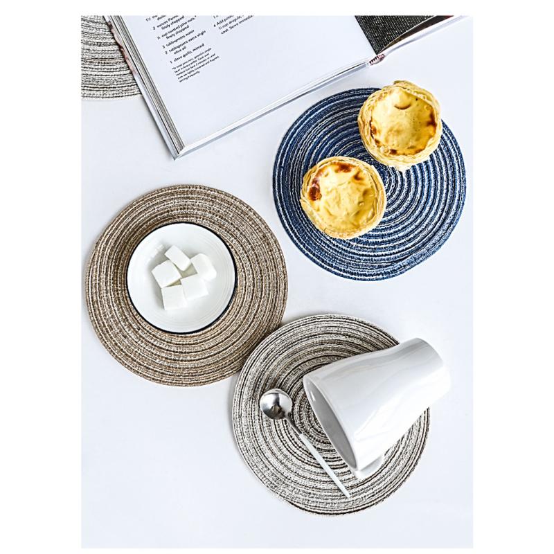 6 Stück runde Tischsets aus gewebtem Ramie, rutschfeste Esstischmatten, rutschfeste Geschirr-Schüssel-Pads, für Küche, Getränke, Tassenuntersetzer