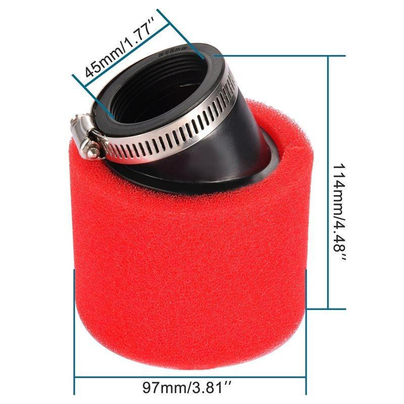 Durable-Red Foam Sponge Air Filter 45Mm Cleaner For Moped Scooter Dirt Pit Bike Motorcycle ATV