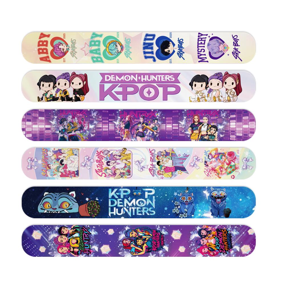 Kpop Demon Hunters Slap Bracelets Celebration Favors Snap Bracelets Birth Date Celebration Gifts Decoration Supply Children Xmas Gifts