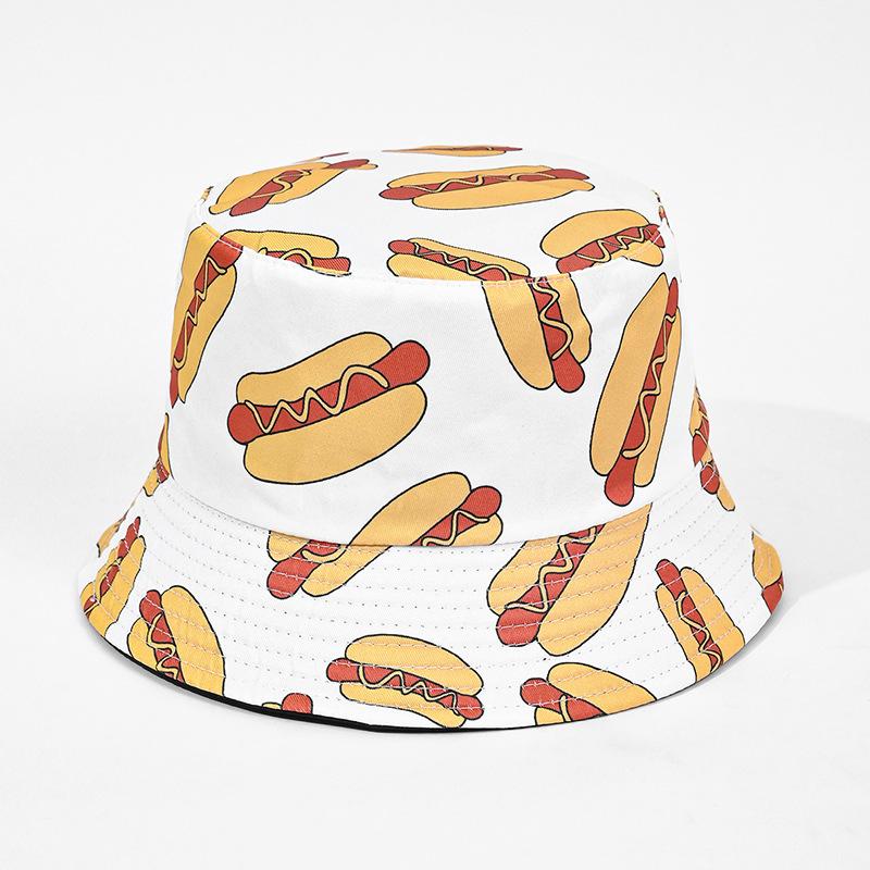 Klasyczny dwustronny kapelusz bucket modny graffiti wiosna i lato nowy retro daszek przeciwsłoneczny