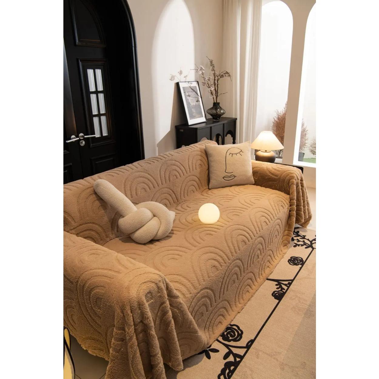 

Зимний шерпа для кемпинга, пикника, чехол для дивана, чехол для дивана для гостиной, арочный жаккардовый, толстый, теплый, накидка на диван 180x90