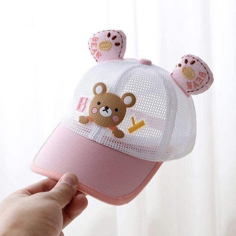 2026 Summer Toddler Mesh Baseball Cap Cute Bear Lightweight Sun Hat for Kids 1-5 Years