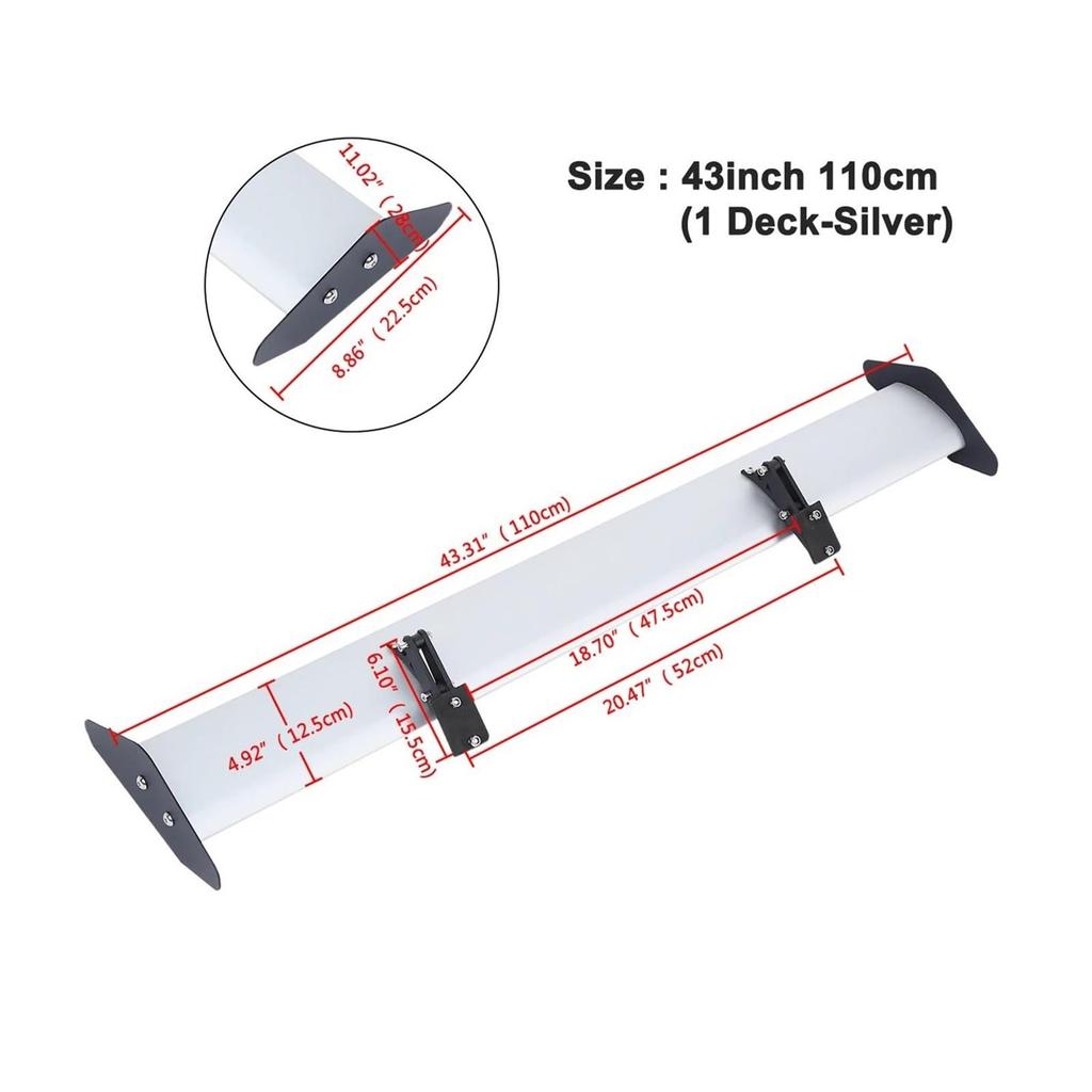 Trunk Rear Spoiler 43"/53" Car Spoiler Universal GT Aluminum Rear Trunk Wing Lacing Spoiler for Suzuki (1-Silver 110cm)