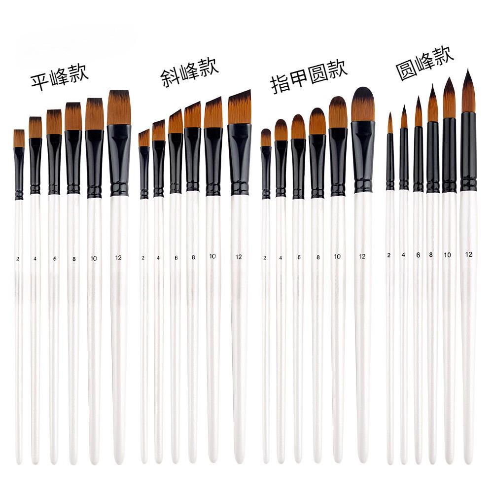 32-Piece Wooden Handle Art Brush Set: Nylon Bristles for Watercolor and Oil Painting