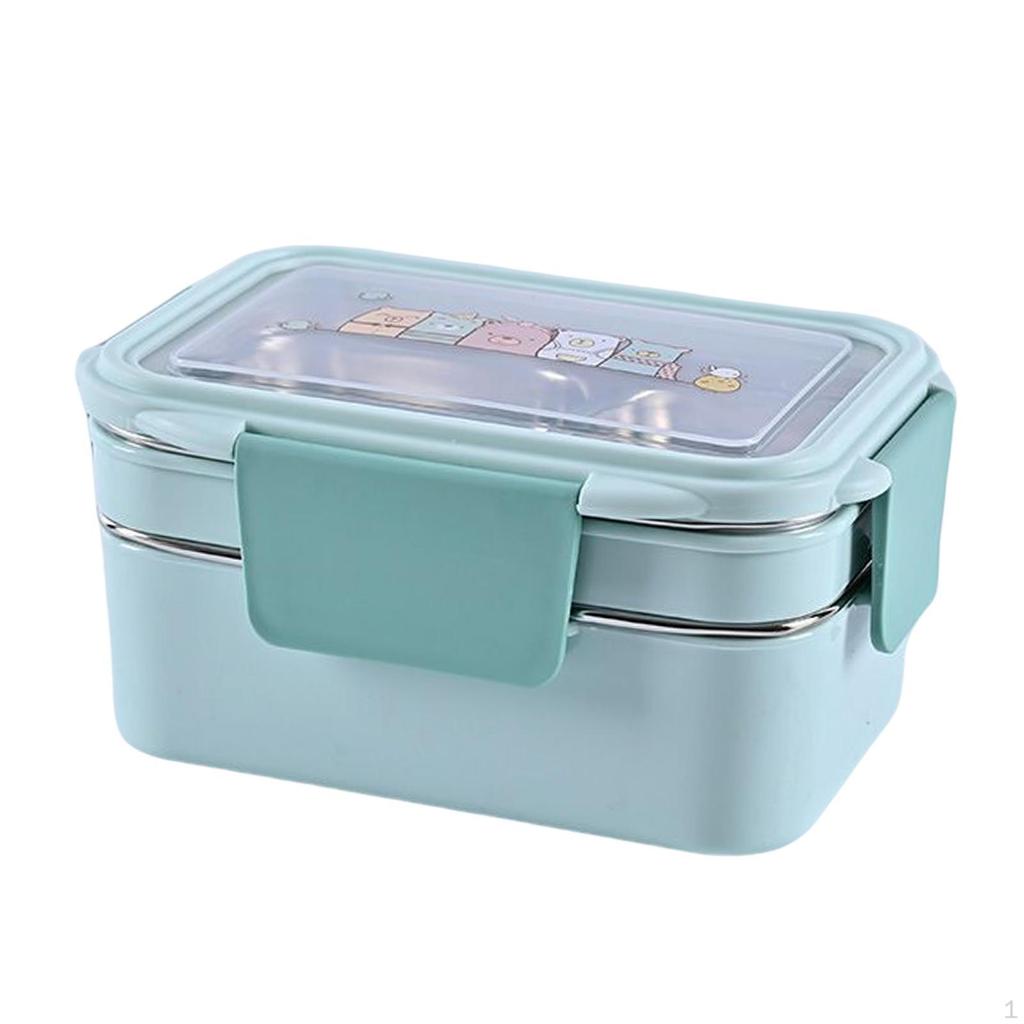 2 Layer Stainless Steel Bento Box, Large Capacity Food Storage Containers Lunch Container for Office