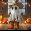 Halloween Resin Cute Ghost Statue Ghost Cowboy with Boots Ghost Ornaments Garden Statue for Tabletop Halloween Decor Ghost Decor