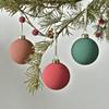 12pcs 6cm Flocking Christmas Balls Set Plastic Christmas Tree Hanging Decoration  Party Favors