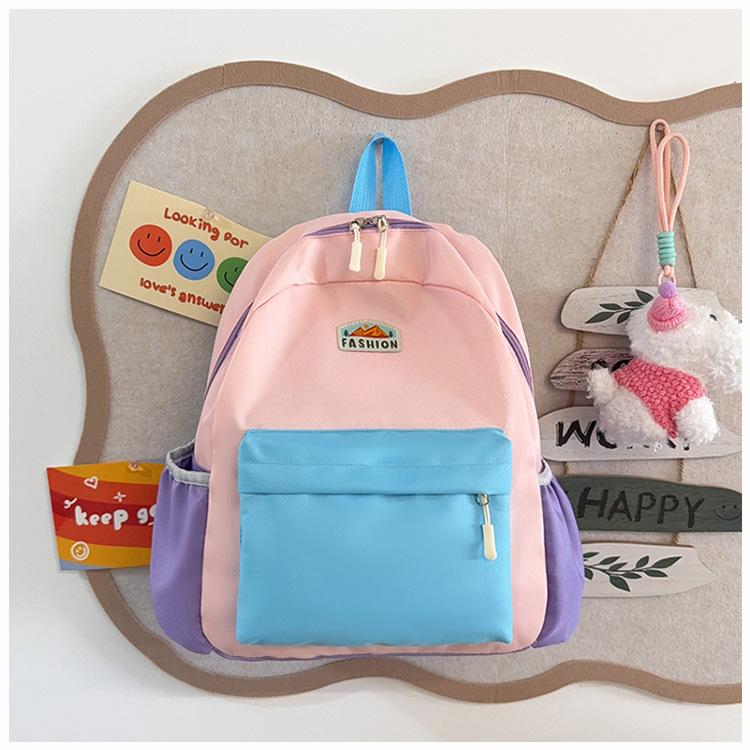 Schoolbag new children's high-value contrasting color foreign style schoolbag kindergarten trend lightweight leisure outdoor waterproof backpack