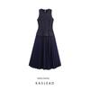 Kaslead New Women Clothes Western Style Fashion Simple Temperament Commuter Style Round Neck Sleeveless Pleated Skirt